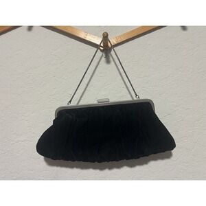 Mary Kay Black Velvet Shoulder Bag, Metal Strap & Snap Closure - EUC